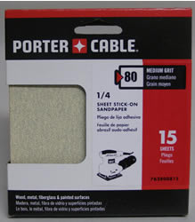 Porter Cable 762800815 1/4 Sheet, Adhesive-Backed Sanding Sheets - 80 Grit 762800815